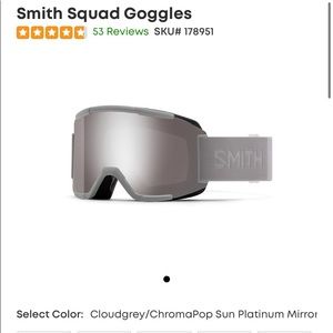 SMITH squad goggles with silver chromapop lens